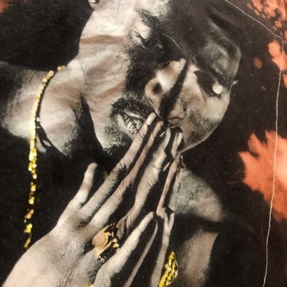 Tupac Custom Bleached Distressed Black T-Shirt - image 3
